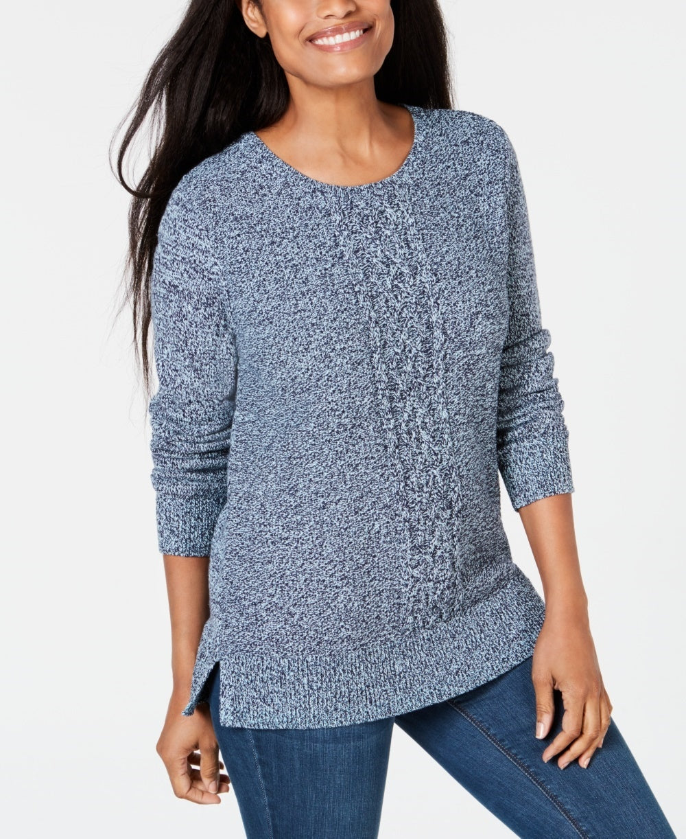 Karen Scott Suéter Feminino de Tricô com Painel Azul Tamanho XX-G