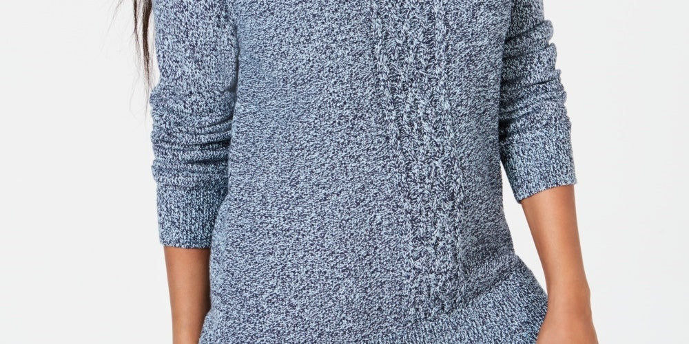 Karen Scott Suéter Feminino de Tricô com Painel Azul Tamanho XX-G