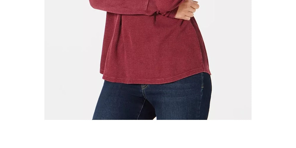 Blusa térmica feminina de algodão com decote dividido, estilo &amp; co, roxa, tamanho extrapequeno