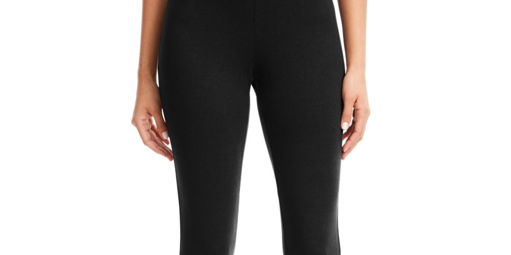 Leggings femininas com zíper e bainha lateral da coleção JM, pretas, tamanho XX-G