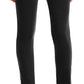 Leggings femininas com zíper e bainha lateral da coleção JM, pretas, tamanho XX-G