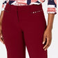Calça feminina JM Collection Petite Curvy-Fit com acabamento em tachas, vermelha, tamanho 4 P
