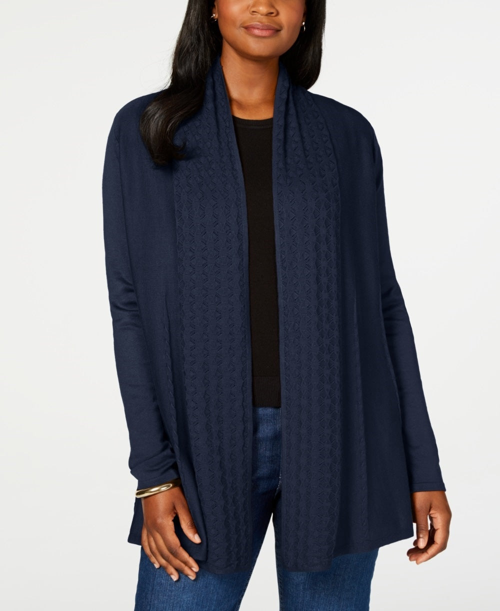 Karen Scott Cardigan Feminino Frente Aberta Azul Tamanho P