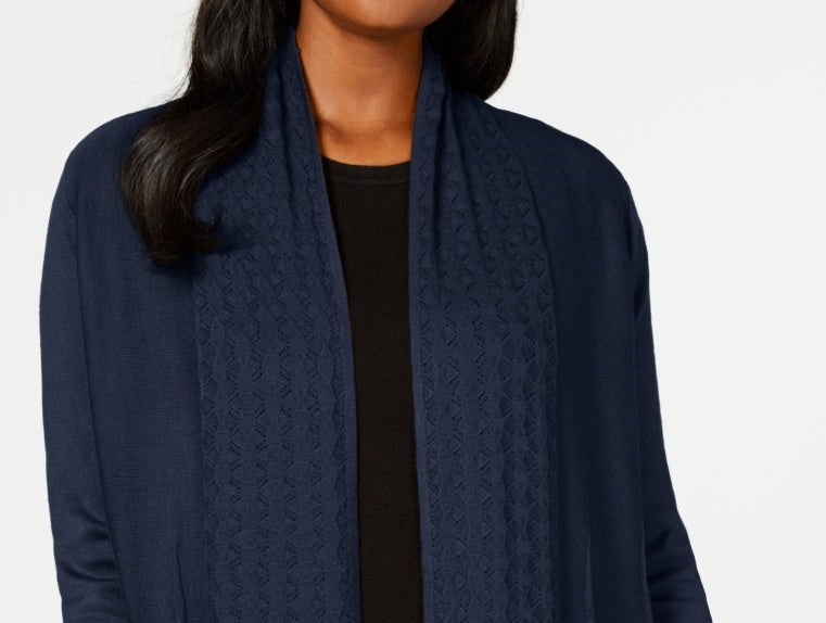 Karen Scott Cardigan Feminino Frente Aberta Azul Tamanho P