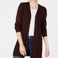 Karen Scott Cardigan Feminino de Algodão Longo Aberto Frente Bege Tamanho P