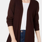 Karen Scott Cardigan Feminino de Algodão Longo Aberto Frente Bege Tamanho P