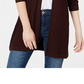 Karen Scott Cardigan Feminino de Algodão Longo Aberto Frente Bege Tamanho P