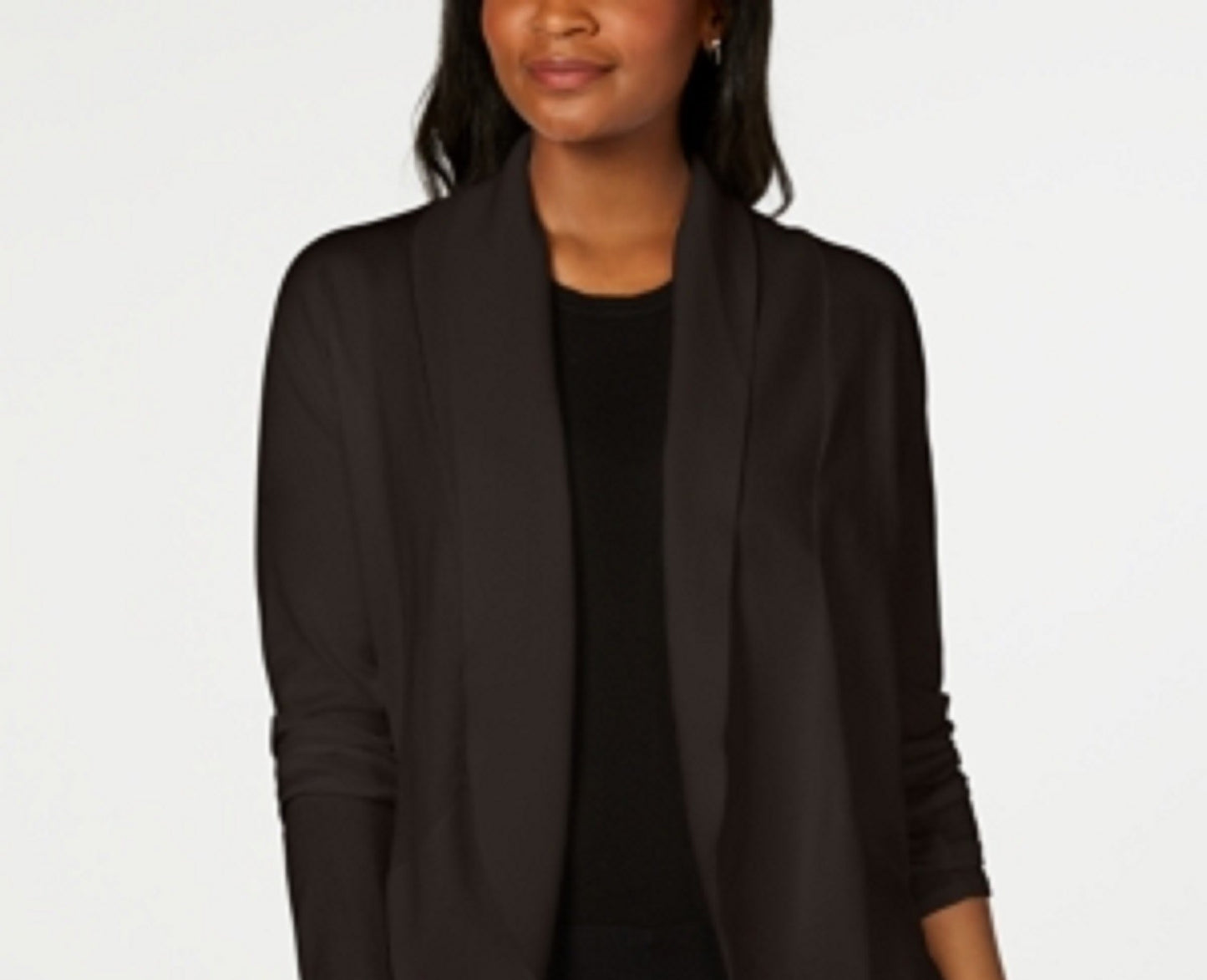 Karen Scott Cardigan feminino com frente aberta, bege escuro, tamanho extragrande