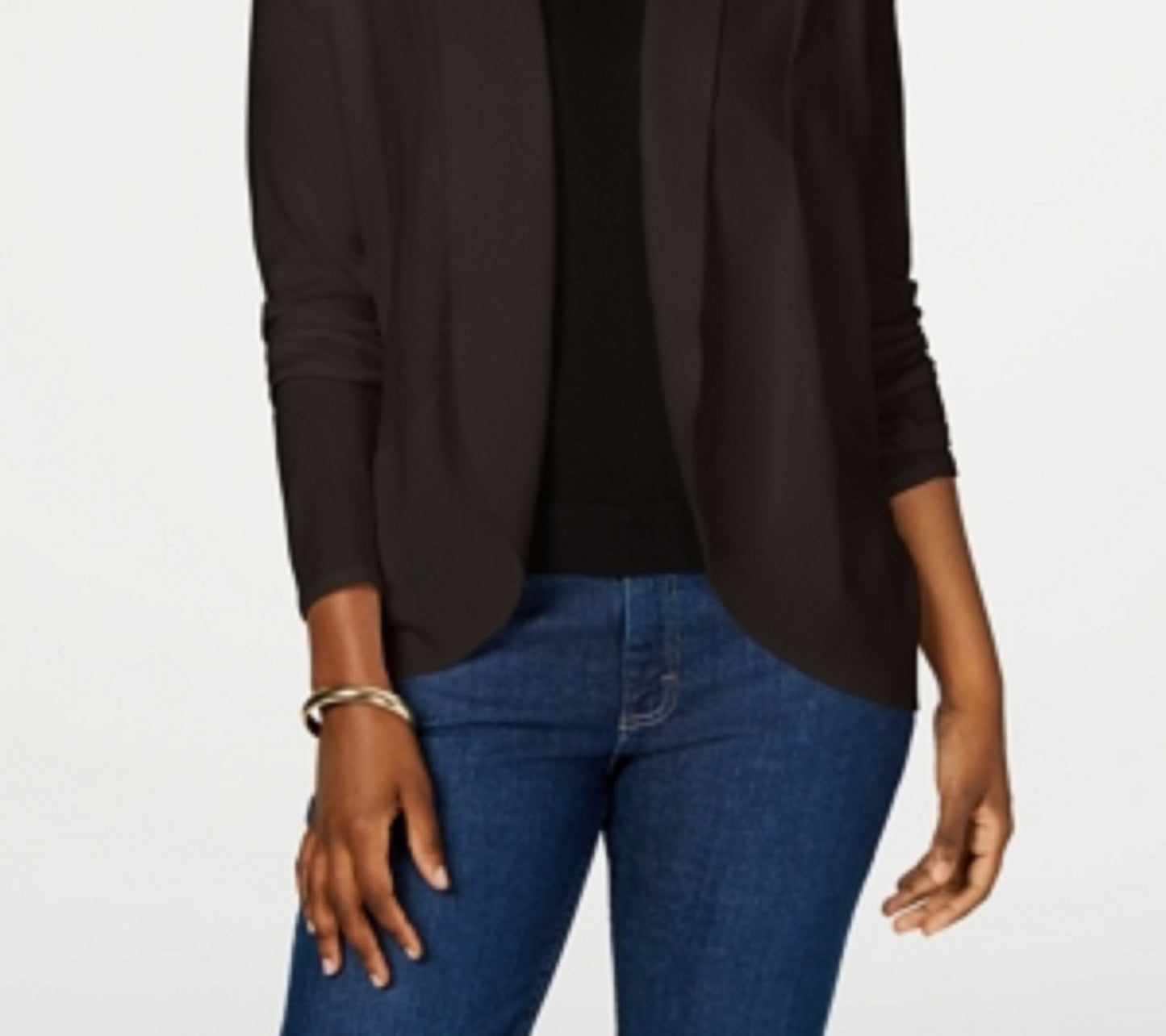 Karen Scott Cardigan feminino com frente aberta, bege escuro, tamanho extragrande