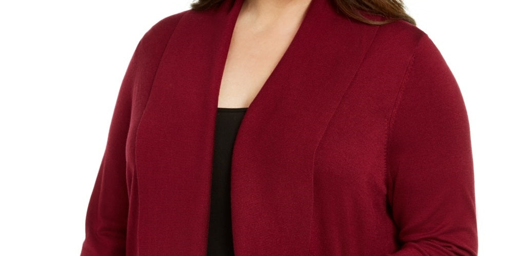 Karen Scott Cardigan Feminino Plus Size Aberto na Frente Vermelho Tamanho 1X