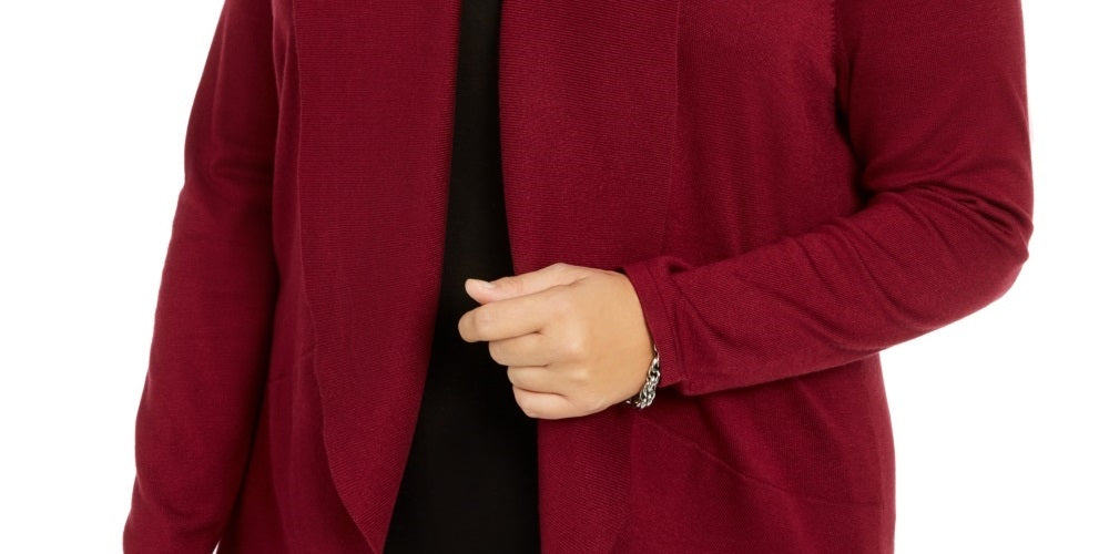 Karen Scott Cardigan Feminino Plus Size Aberto na Frente Vermelho Tamanho 1X