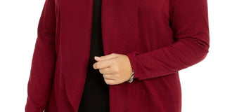 Karen Scott Cardigan Feminino Plus Size Aberto na Frente Vermelho Tamanho 1X