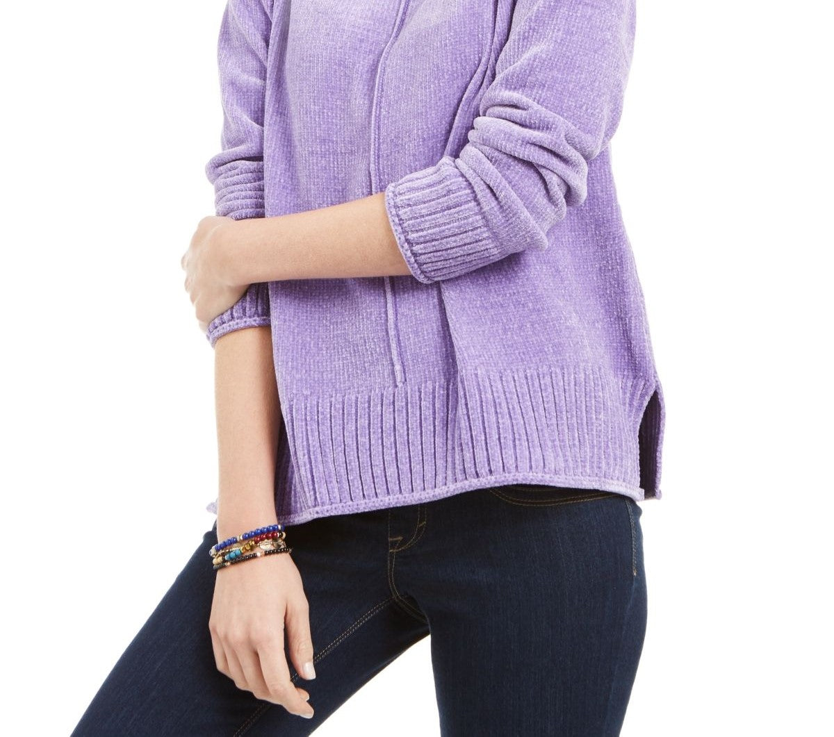 Suéter chenille feminino pequeno estilo &amp; co roxo tamanho pequeno