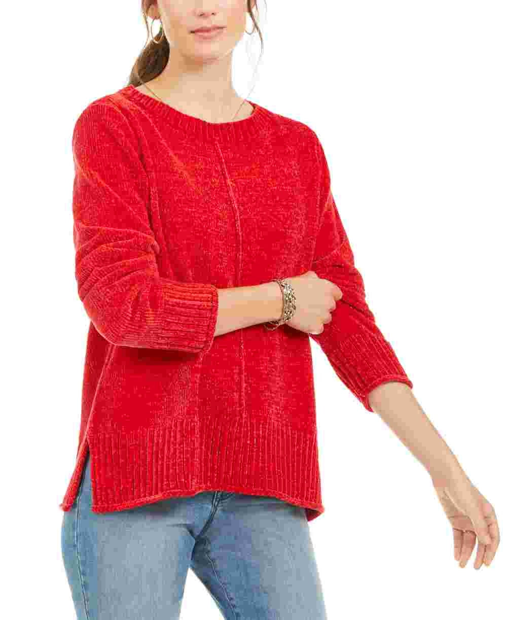 Suéter chenille feminino Style &amp; Co vermelho tamanho pequeno médio