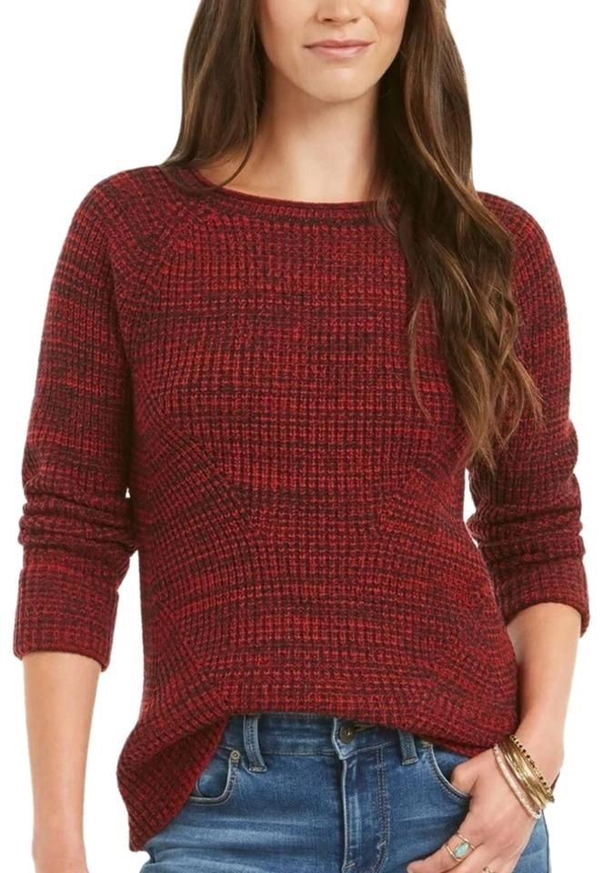 Suéter feminino de gola redonda mesclado estilo &amp; co, vermelho, tamanho extragrande