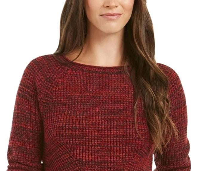 Suéter feminino de gola redonda mesclado estilo &amp; co, vermelho, tamanho extragrande