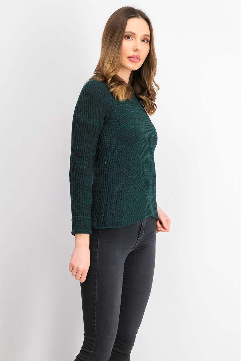 Suéter de malha mesclado feminino Style &amp; Co, verde, tamanho pequeno, médio