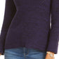 Suéter feminino texturizado de manga comprida com gola joia, roxo, tamanho pequeno, extragrande