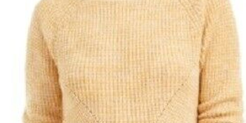 Suéter feminino texturizado mesclado manga comprida gola joia tamanho dourado pequeno extragrande