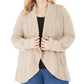 Cardigan de malha com cabo plus size Karen Scott feminino marrom tamanho 2X