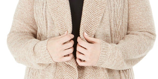 Cardigan de malha com cabo plus size Karen Scott feminino marrom tamanho 2X