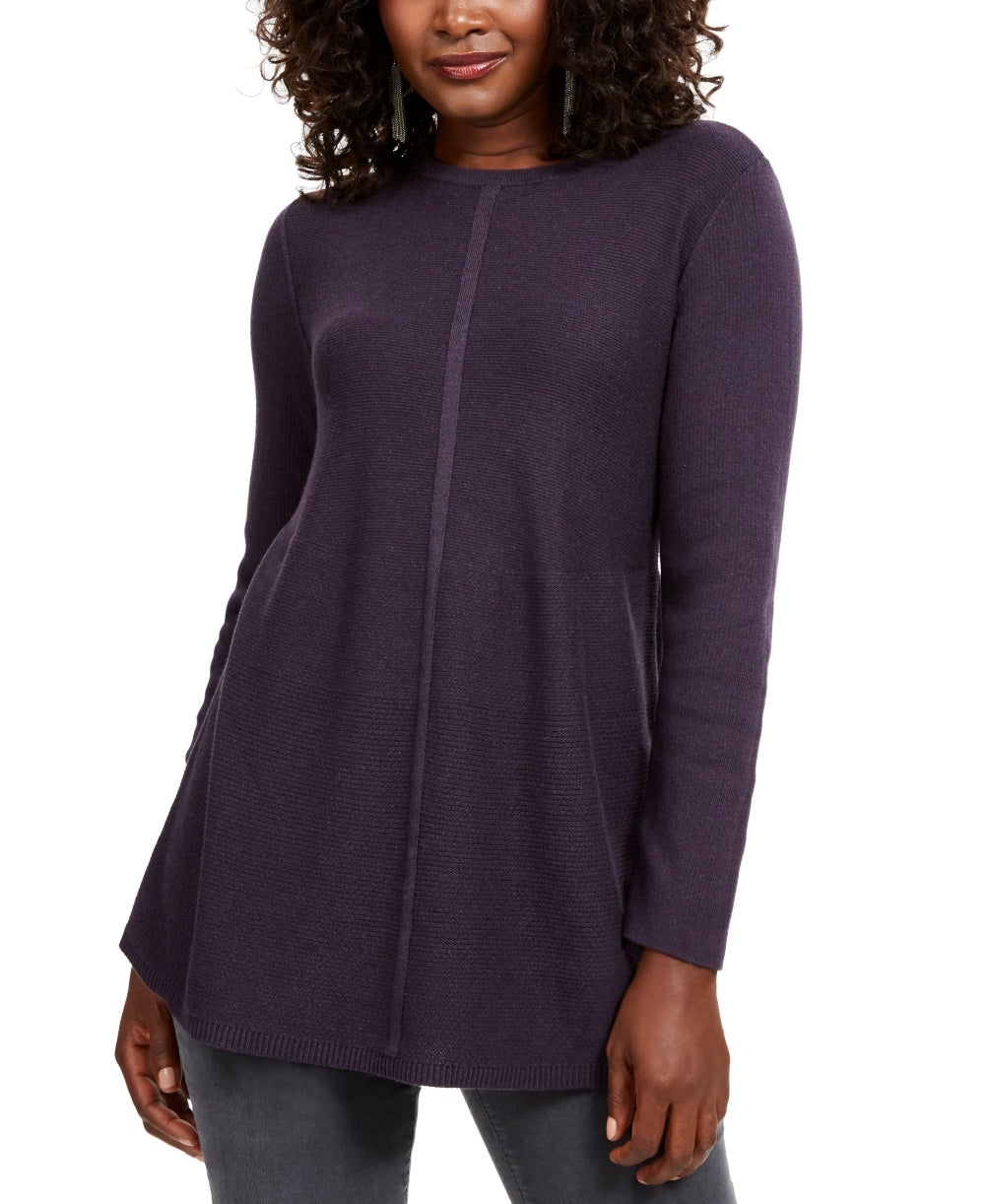 Túnica feminina de malha com pontos mistos, estilo &amp; co, roxa, tamanho pequeno