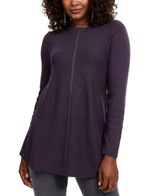 Style & Co Women's Knit Mixed Stitch Tunic  Purple Size Small