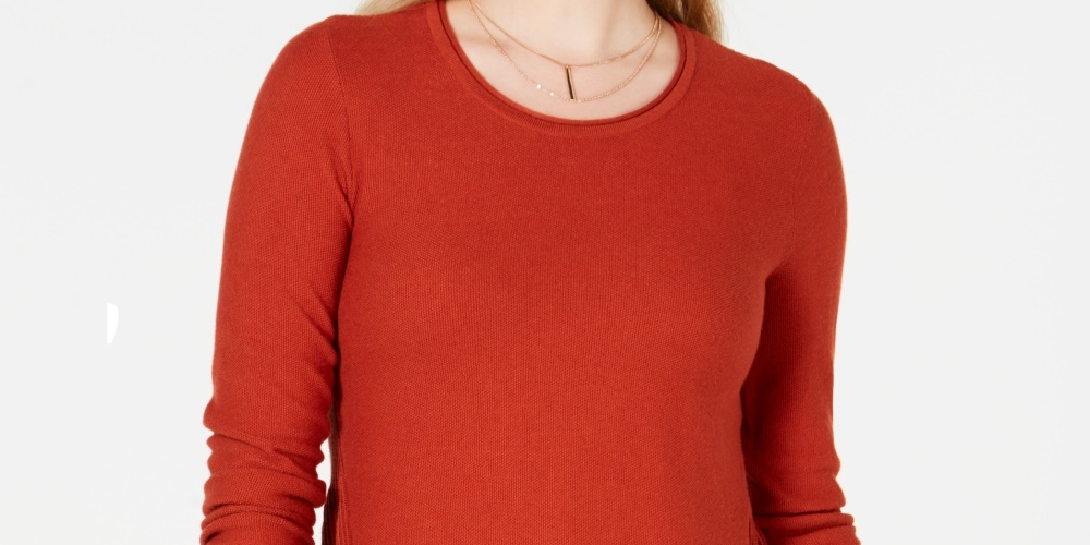 Suéter túnica feminino alto e baixo estilo &amp; co laranja tamanho GG