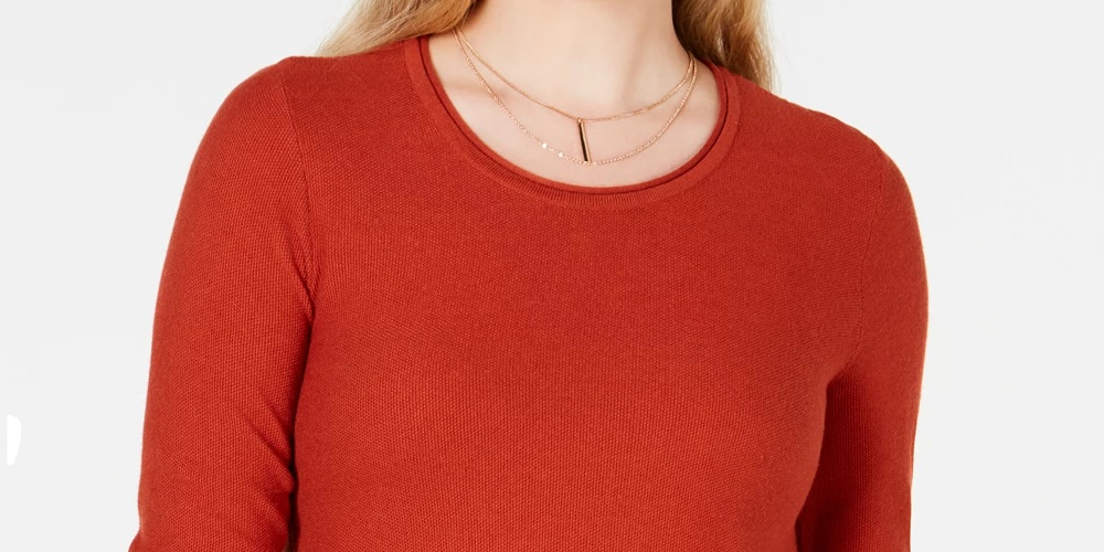 Suéter feminino plissado alto-baixo estilo &amp; co laranja escuro tamanho extragrande