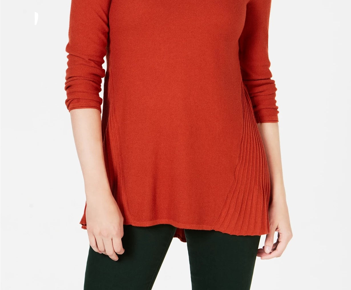 Suéter feminino plissado alto-baixo estilo &amp; co laranja escuro tamanho extragrande