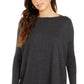 Suéter túnica feminino com costura frontal estilo &amp; co cinza escuro tamanho extra pequeno