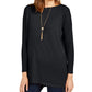 Suéter túnica feminino estilo &amp; co com costura frontal pequena, preto, tamanho pequeno grande