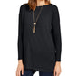 Suéter túnica feminino com costura frontal estilo &amp; co, preto, tamanho pequeno médio