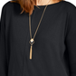 Suéter túnica feminino com costura frontal estilo &amp; co, preto, tamanho pequeno médio