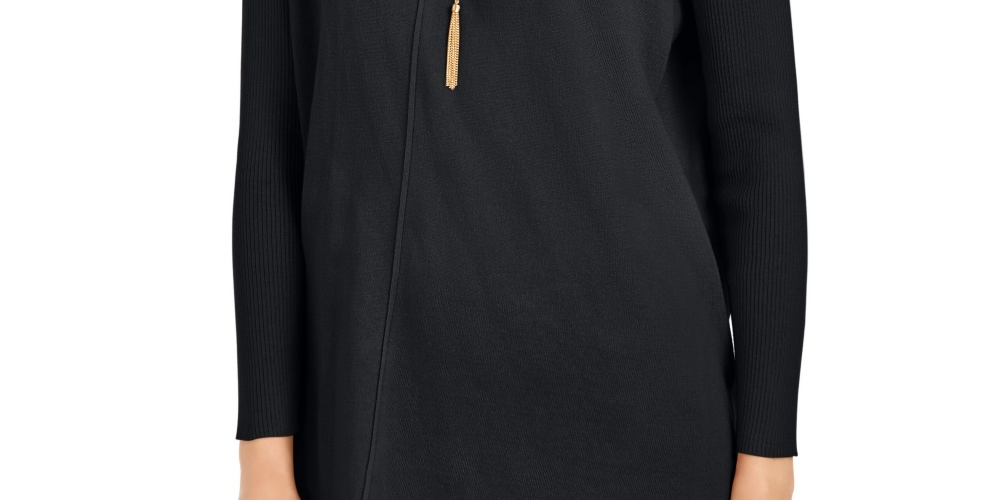 Suéter túnica feminino com costura frontal estilo &amp; co, preto, tamanho pequeno médio