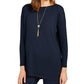 Suéter túnica feminino com costura frontal estilo &amp; co, azul marinho, tamanho pequeno médio