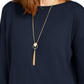Suéter túnica feminino com costura frontal estilo &amp; co, azul marinho, tamanho pequeno médio