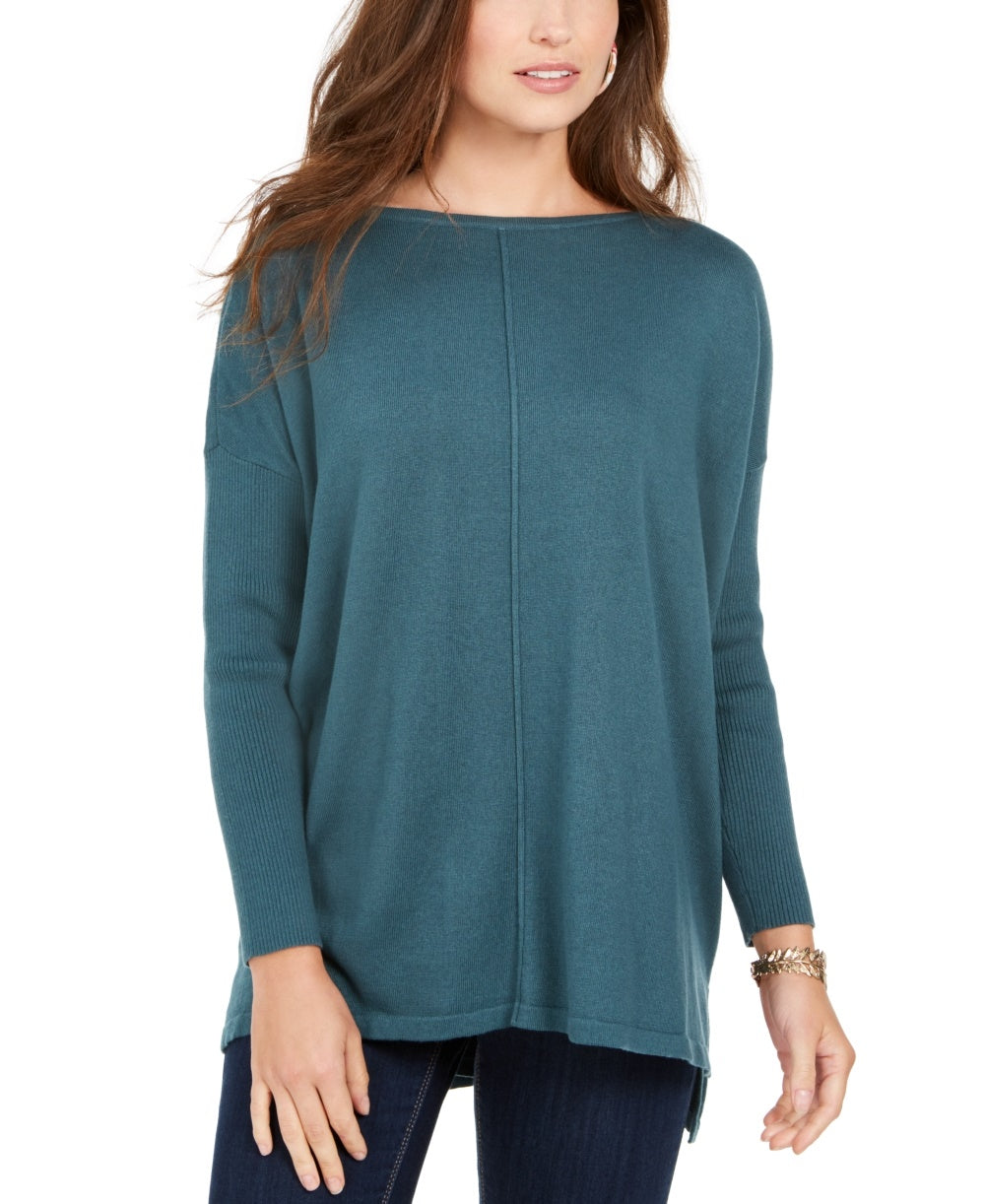 Suéter túnica feminino com costura frontal estilo &amp; co, verde, tamanho pequeno pequeno