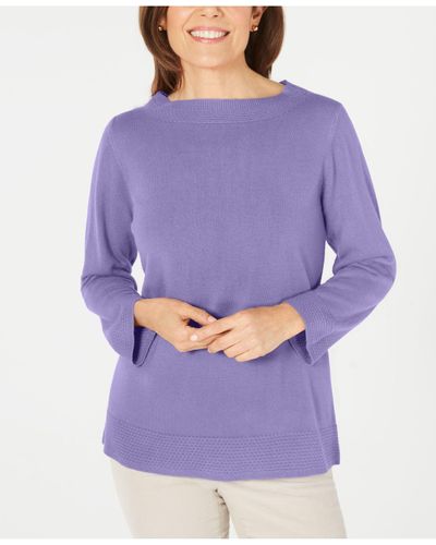 Karen Scott Suéter Feminino Gola Bateau Manga Longa Roxo Tamanho P