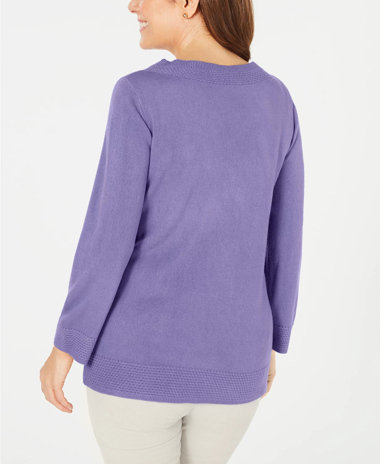 Karen Scott Suéter Feminino Gola Bateau Manga Longa Roxo Tamanho P