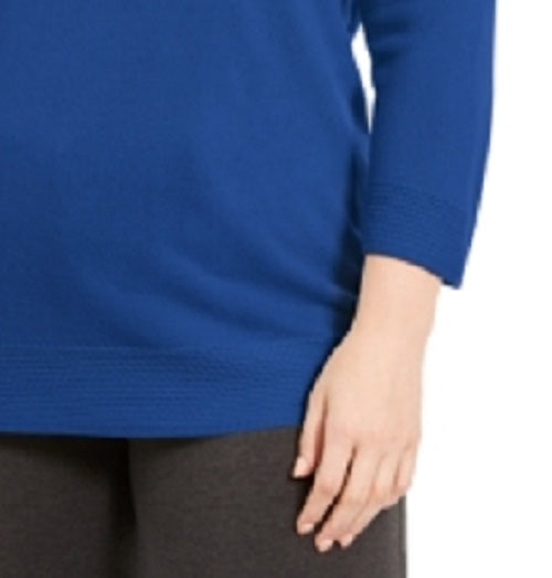 Karen Scott Suéter Plus Size com Decote Balé Feminino Azul Marinho Tamanho 0X