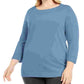 Karen Scott Suéter Feminino Plus com Decote Balé Azul Marinho Tamanho 3X