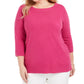 Karen Scott Suéter Feminino Plus com Decote Balé Rosa Tamanho 3X