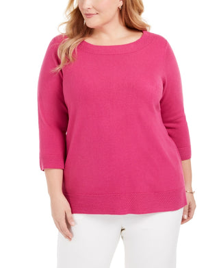 Karen Scott Suéter Feminino Plus com Decote Balé Rosa Tamanho 3X