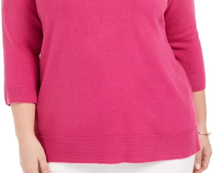 Karen Scott Suéter Feminino Plus com Decote Balé Rosa Tamanho 3X