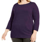 Karen Scott Suéter Plus Size com Decote Balé Feminino Roxo Tamanho 1X