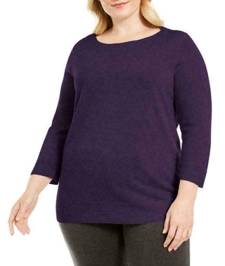 Karen Scott Suéter Plus Size com Decote Balé Feminino Roxo Tamanho 1X