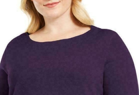 Karen Scott Suéter Plus Size com Decote Balé Feminino Roxo Tamanho 1X