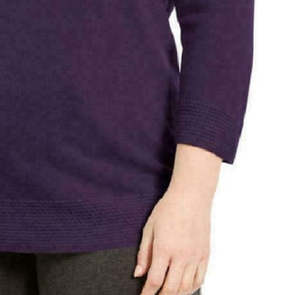 Karen Scott Suéter Plus Size com Decote Balé Feminino Roxo Tamanho 1X