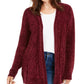 Karen Scott Cardigan Feminino Chenille Frente Aberta Vermelho Tamanho Médio
